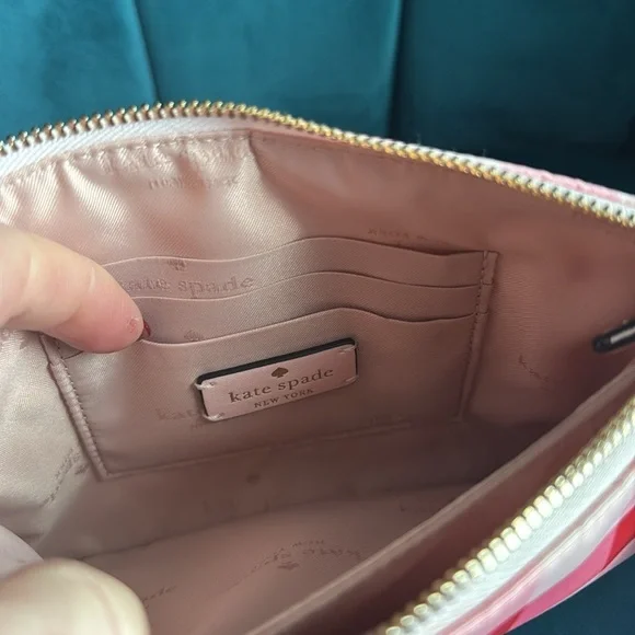 Kate Spade Red and Pink Checkered Wristlet - Picture 3 of 6